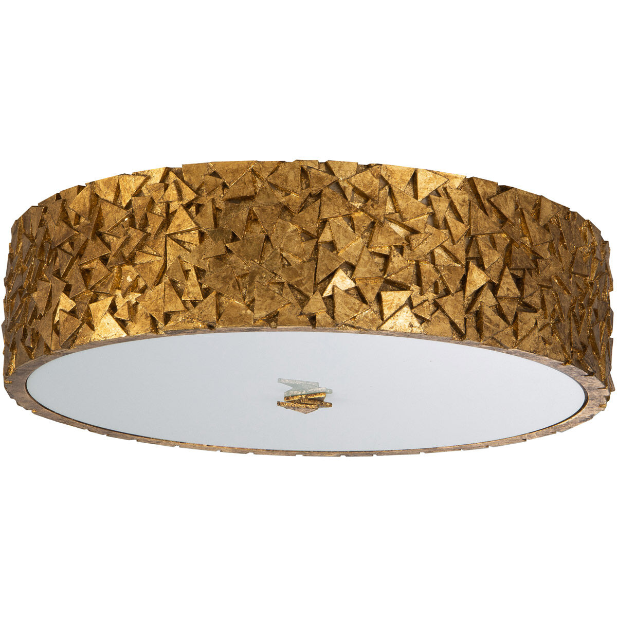 Mosaic 3 Light Gold Bath/Flush Mounts Ceiling Light in Gold Leaf with Antique
